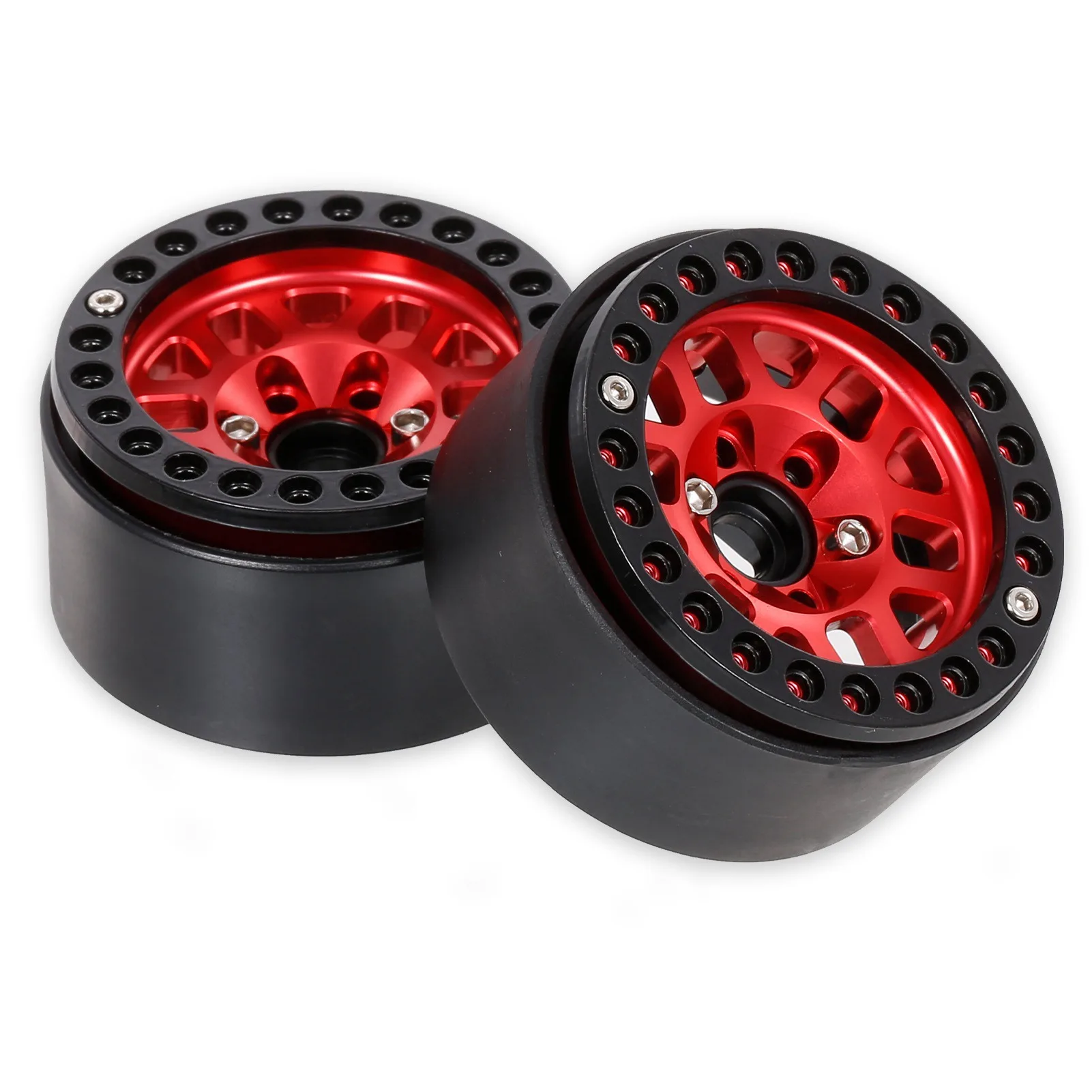 

X59A_4PCS 1.9 Metal Beadlock Wheel Hub Rim for 1/10 RC Crawler ,Red
