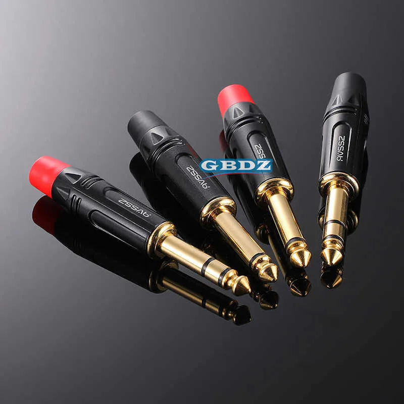 6.35 Mono Two-Core Audio Cable Microphone Welded Plug Three-Core Stereo Microphone Connector Trs Balance Straight/Curved Plugs