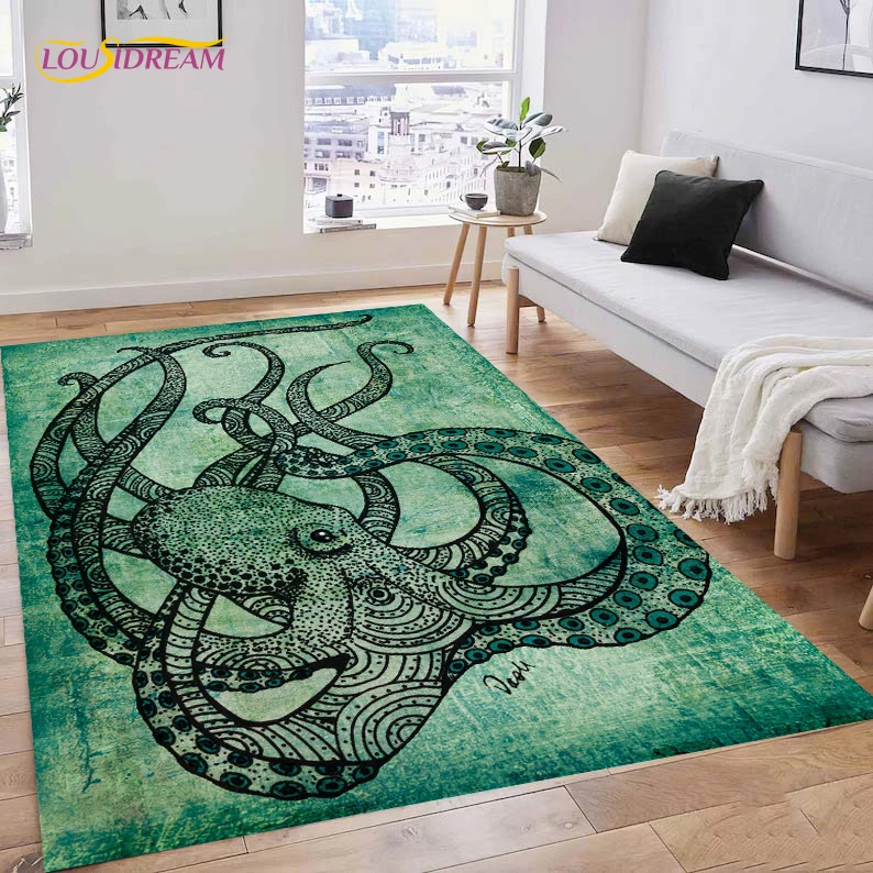 Octopus Series Area Rug,Carpets for Living Room Bedroom Decoration, Sofa Chair Cushion Rug,Kitchen Bathroom Non-slip Floor Mat