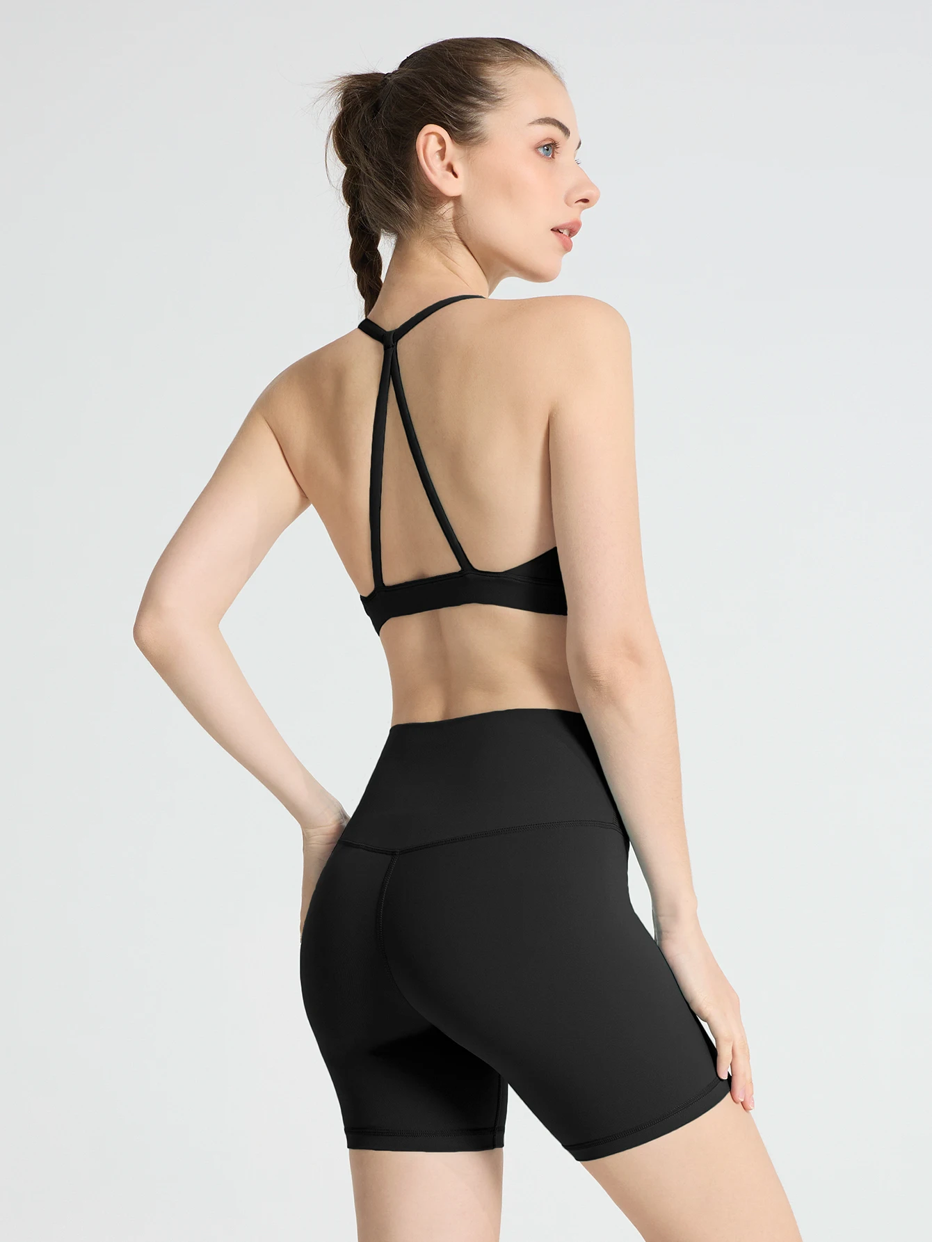 

Комплект для йоги из 2 предметов: женская спортивная одежда, леггинсы для тренировок, фитнес-бюстгальтер, укороченный топ, спортивный костюм с длинным рукавом