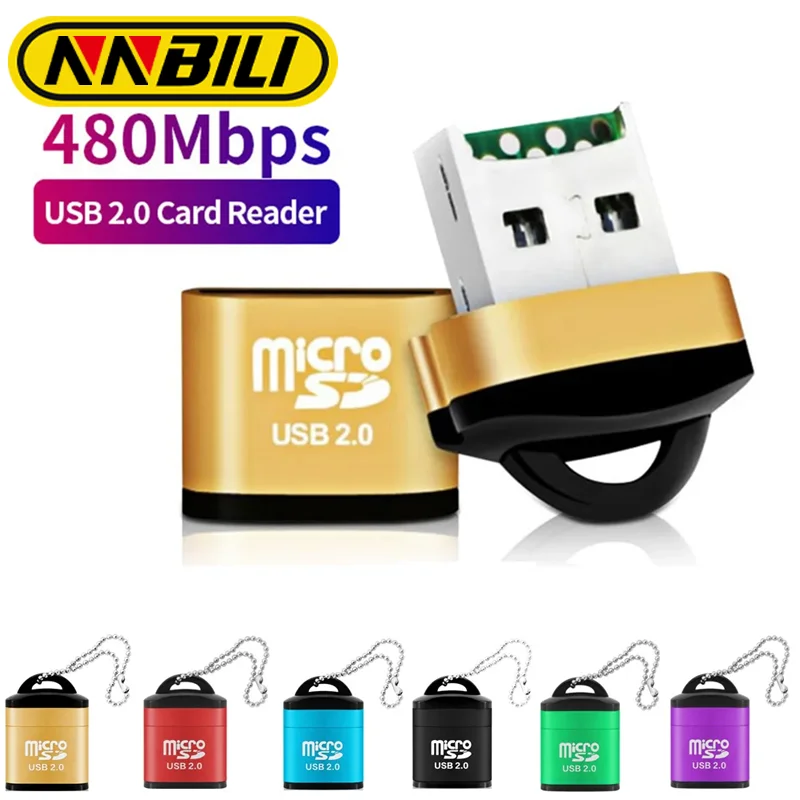 NNBILI-Lector de tarjetas Micro SD/TF USB 2,0, Mini lector de tarjetas de memoria para teléfono, adecuado para computadora portátil de escritorio,