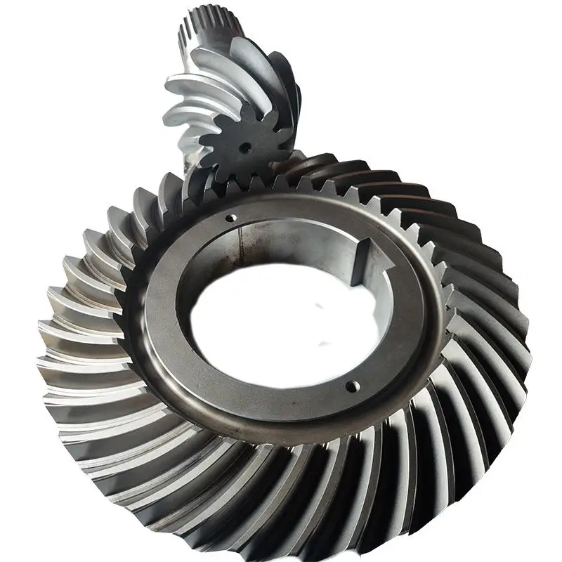 For Spiral Bevel Gear Set Steel Crown Wheel Spline Pinion Shaft High Precision Ground Tooth Differential Transmission Forged Rig