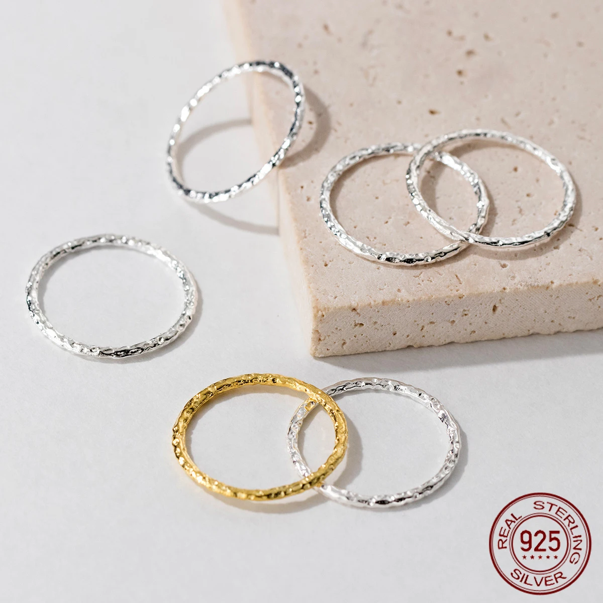 

La Monada 47-57 Women Ring 925 Sterling Silver Unique Irregular Texture Minimalist Rings For Women 925 Silver Fine Jewerly Rings