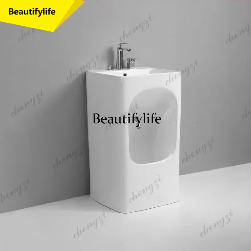 Middle East floor foot washing column basin integrated ceramic basin balcony small apartment washbasin  a17