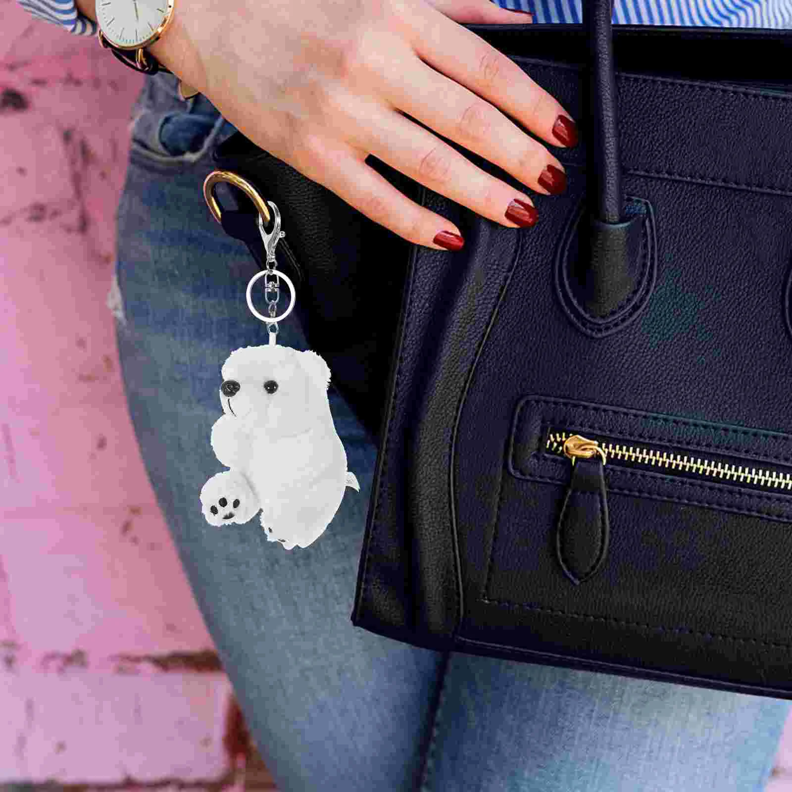 Polar Bear Keychain for Home Decoration Plush Pendants Charm Adorable Ornaments Pp Cotton Handbag