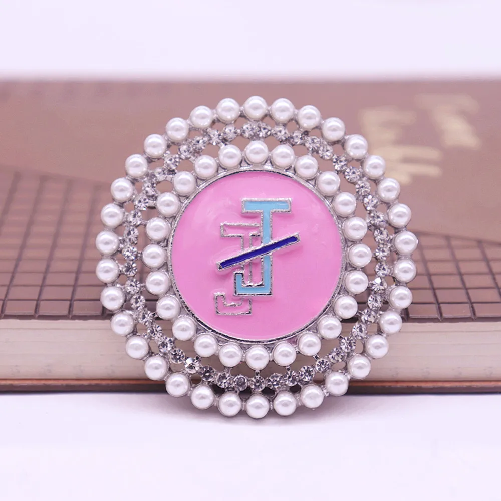 Customized Quality Baby Pink Blue Color Bling Diamond Social Letters Jack Jill Pin Member JJ Brooches Jewelry
