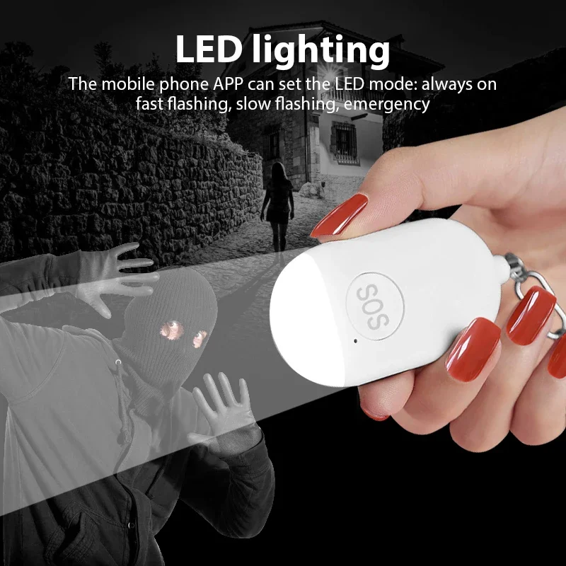 Tuya APP Personal Self-Defense Alarm SOS Emergency Security Alert 130dB Sound