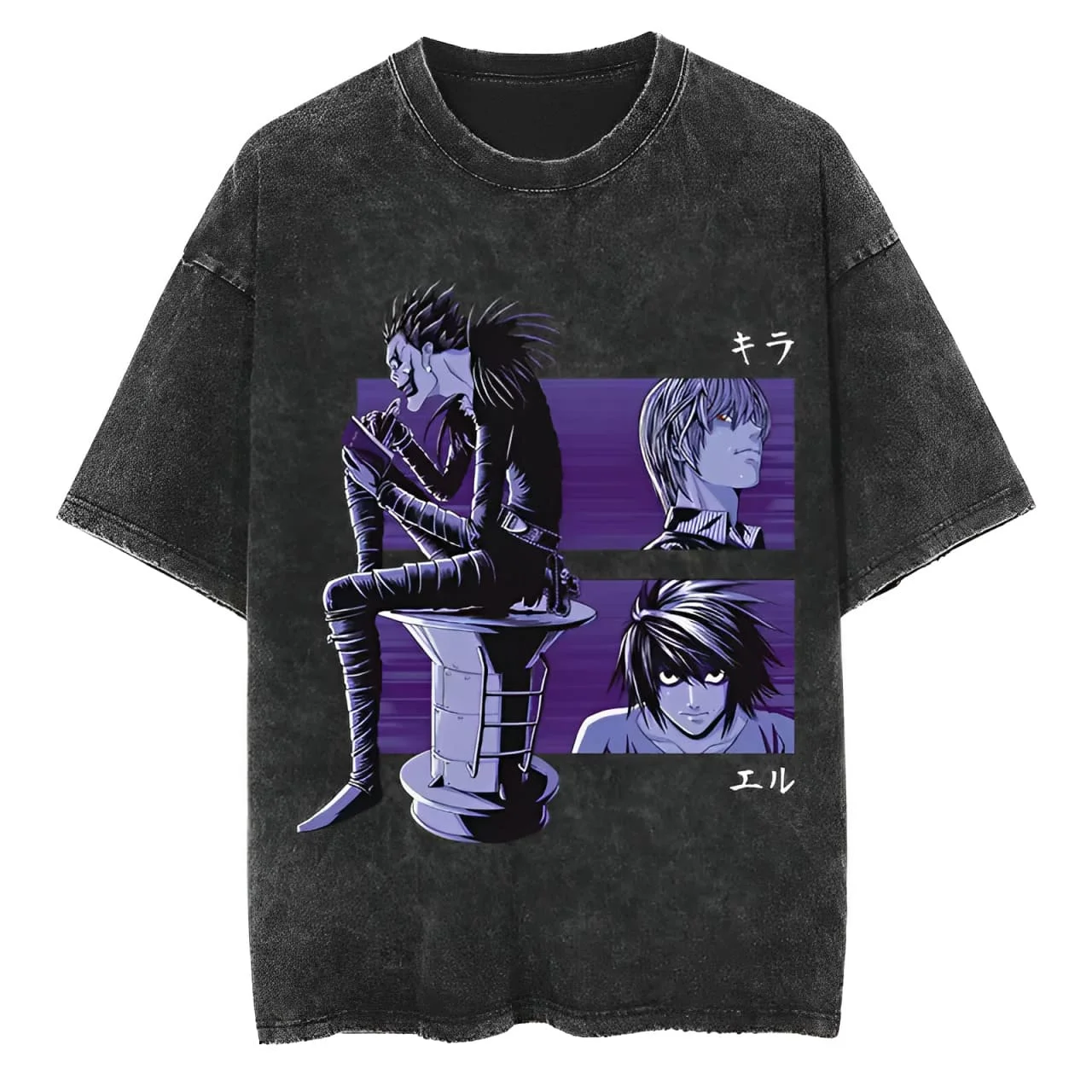 Camiseta de algodón lavado vintage Death Note Relight Visions of A God para hombre y mujer, estilo oversize, streetwear, anime, verano 2026