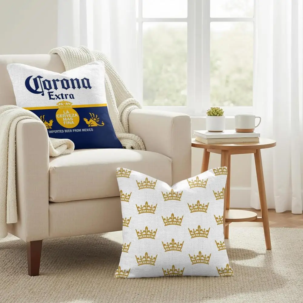 C-Corona Fashion Cushion Cover Summer Coolness Linen Organic Fabric Sofa Pillow Case Double-Sided Printing Home Decor