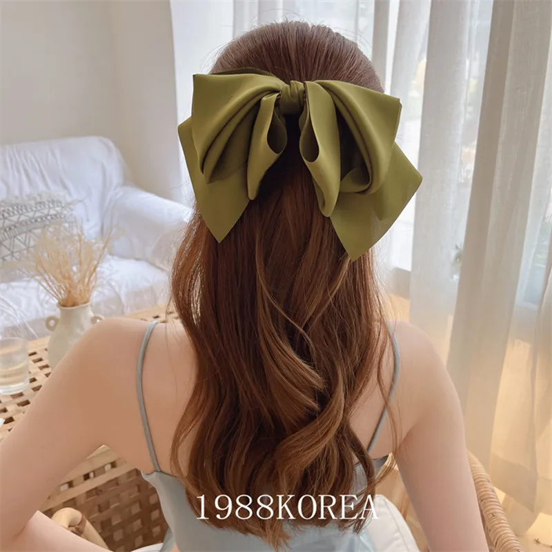 

Korean Women Hair Clips Satin Multi-layer Barrette Bow Sagging Hairpins Large Elegant Vintage Overhead Clip Hair Accessories