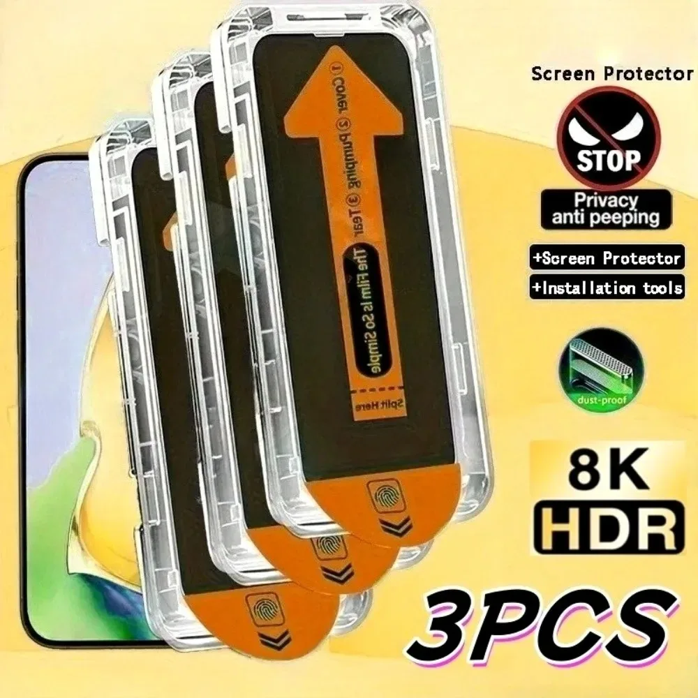 3Pcs Anti Spy Full Screen Protector Für iPhone 17 16 15 14 13 Pro Max 17 Air 16e 12 11 Pro 15 14 Plus XR XS Einfach Installieren Glas