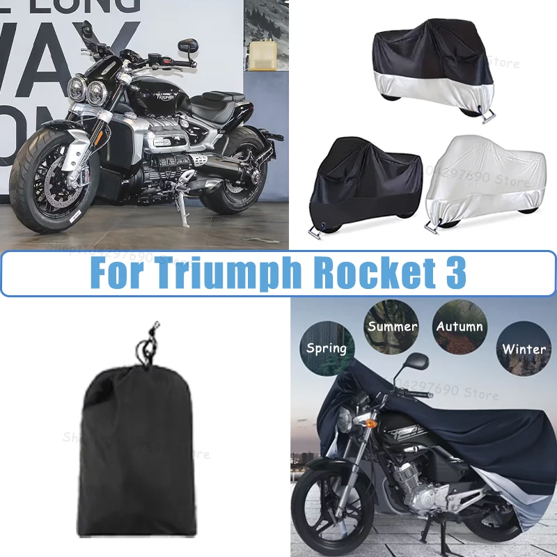 210D Oxford Motorcycle Cover Waterproof All Season UV Protection For Triumph Rocket 3 Anti-Tear Windproof Motorbike Cover
