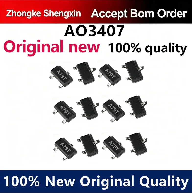 （5pcs-100pcs）New AO3407 silk screen A79T 4.1A/30V P-channel field-effect MOS tube patch SOT23