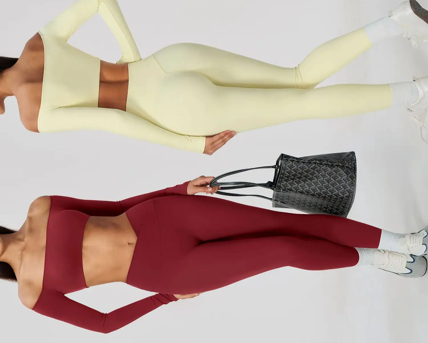 Women 2Pcs Yoga Set Off Shoulder Long Sleeve Crop Top Cross V Waist Scrunch Butt Leggings Gym Fitness Pilates Nude Feel Activewe
