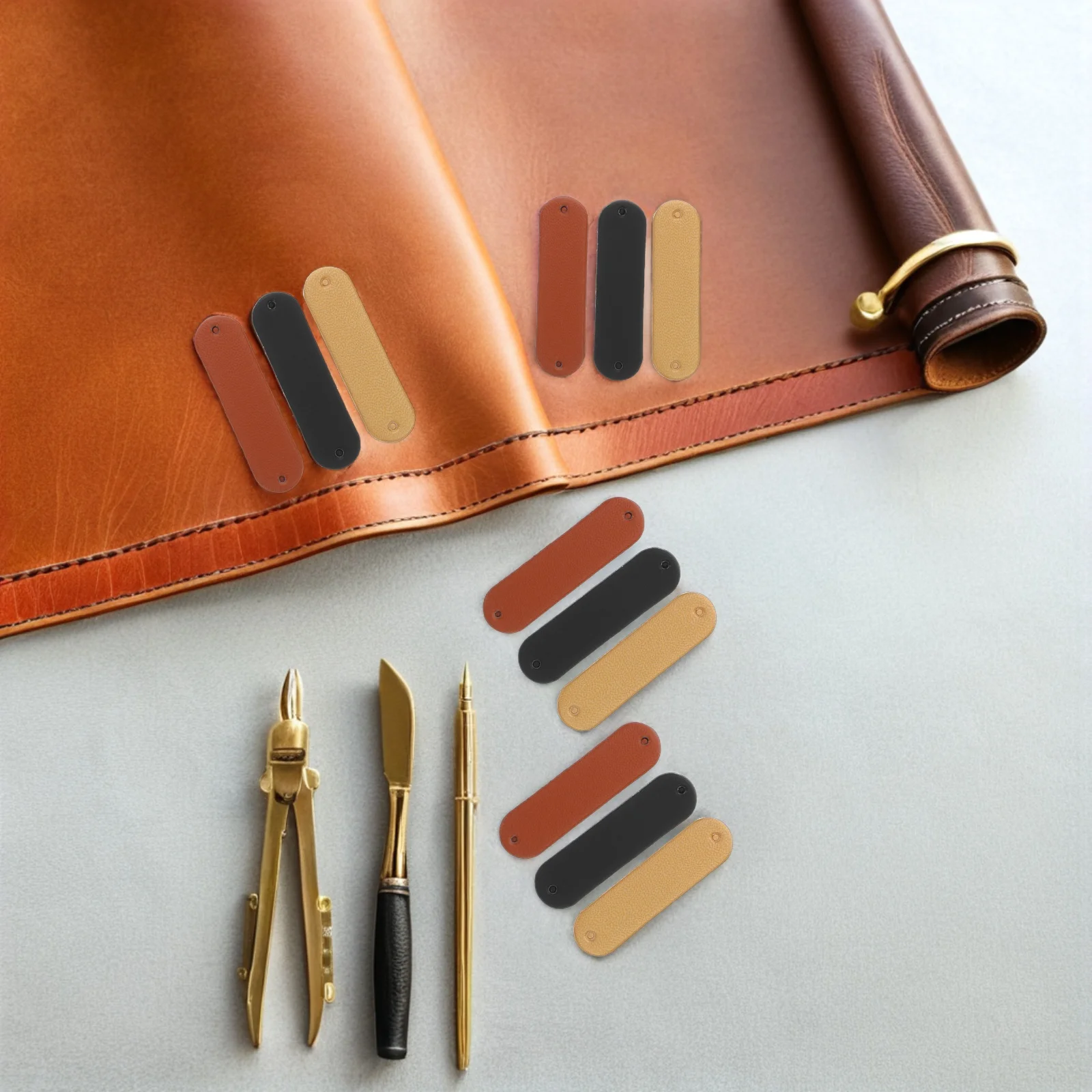 

120Pcs PU Tags Blank Sewing Labels DIY Accessories for Bags Hats Shoes Clothing Handmade Craft Embellishment Knit Jeans