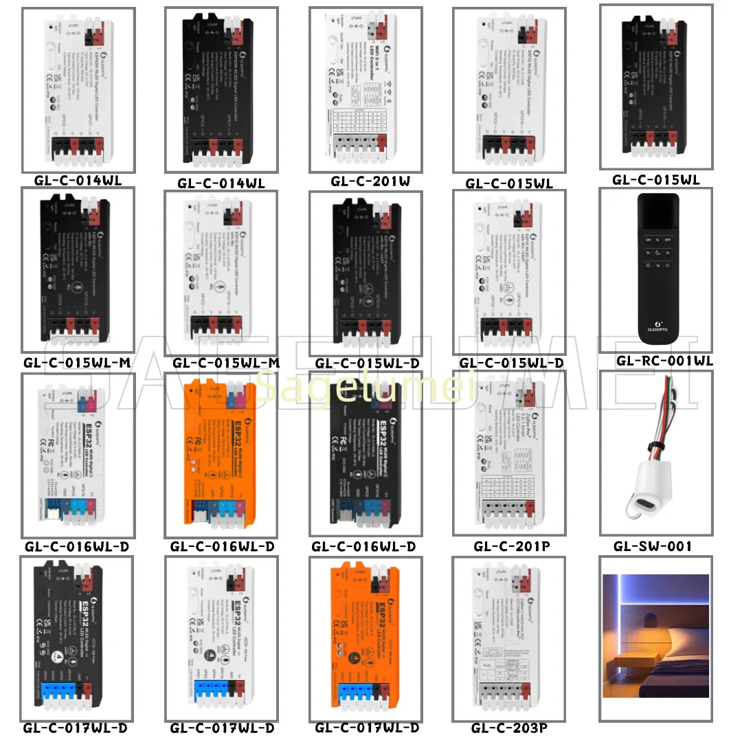 2025 GLEDOPTO WLED LED Controller ESP32 Mic Music RGB IC Digital Lights Addressable String Lighting WS2811 WS2812B WS2815 SK6812