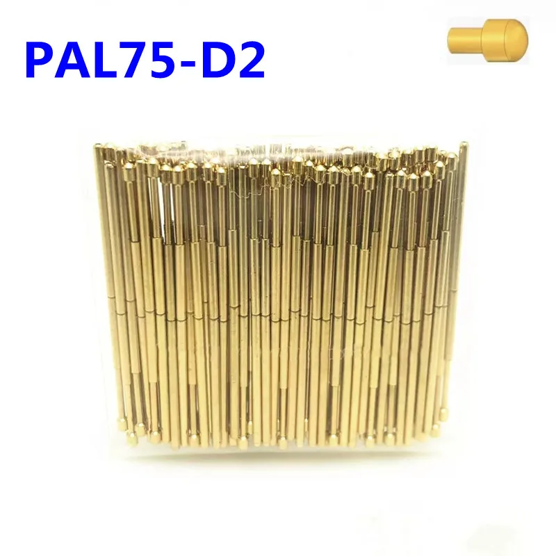 100PCS/pack Gold-plated PAL75-D2 Large Round Head Spring Test Pin 1.02mm For Circuit Board Testing