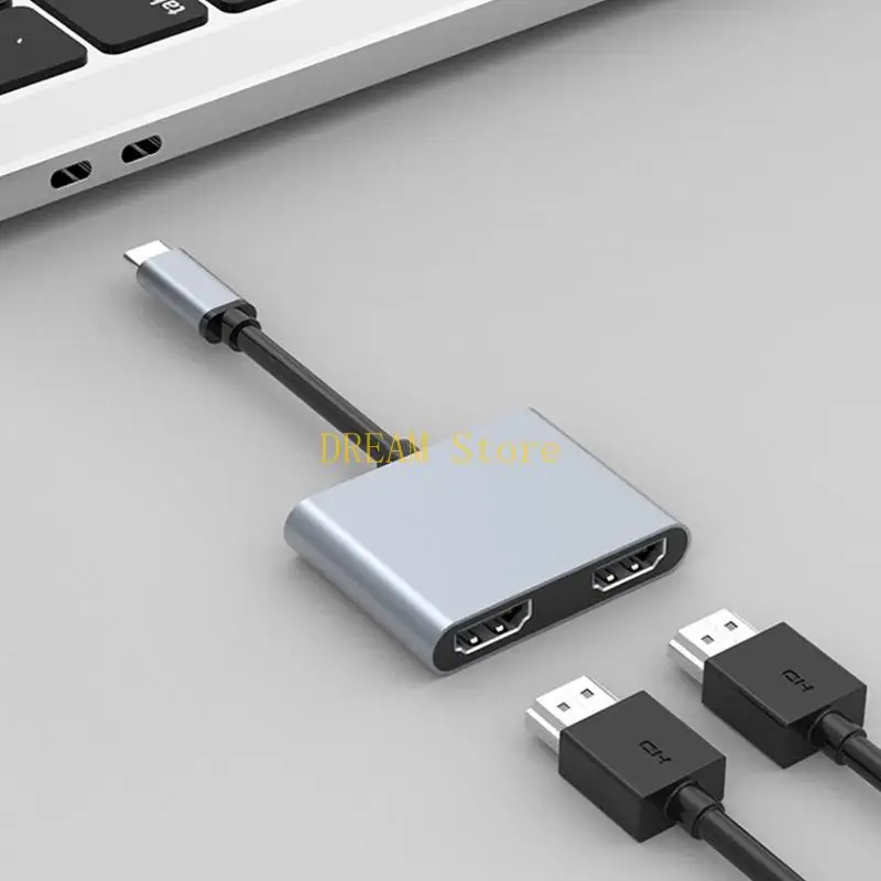 USB C Hub 2-In-1 Docking Station Adapter Type-C to 2x 4K 30Hz Multi Functional Fast Transfer Adapter Best Sale