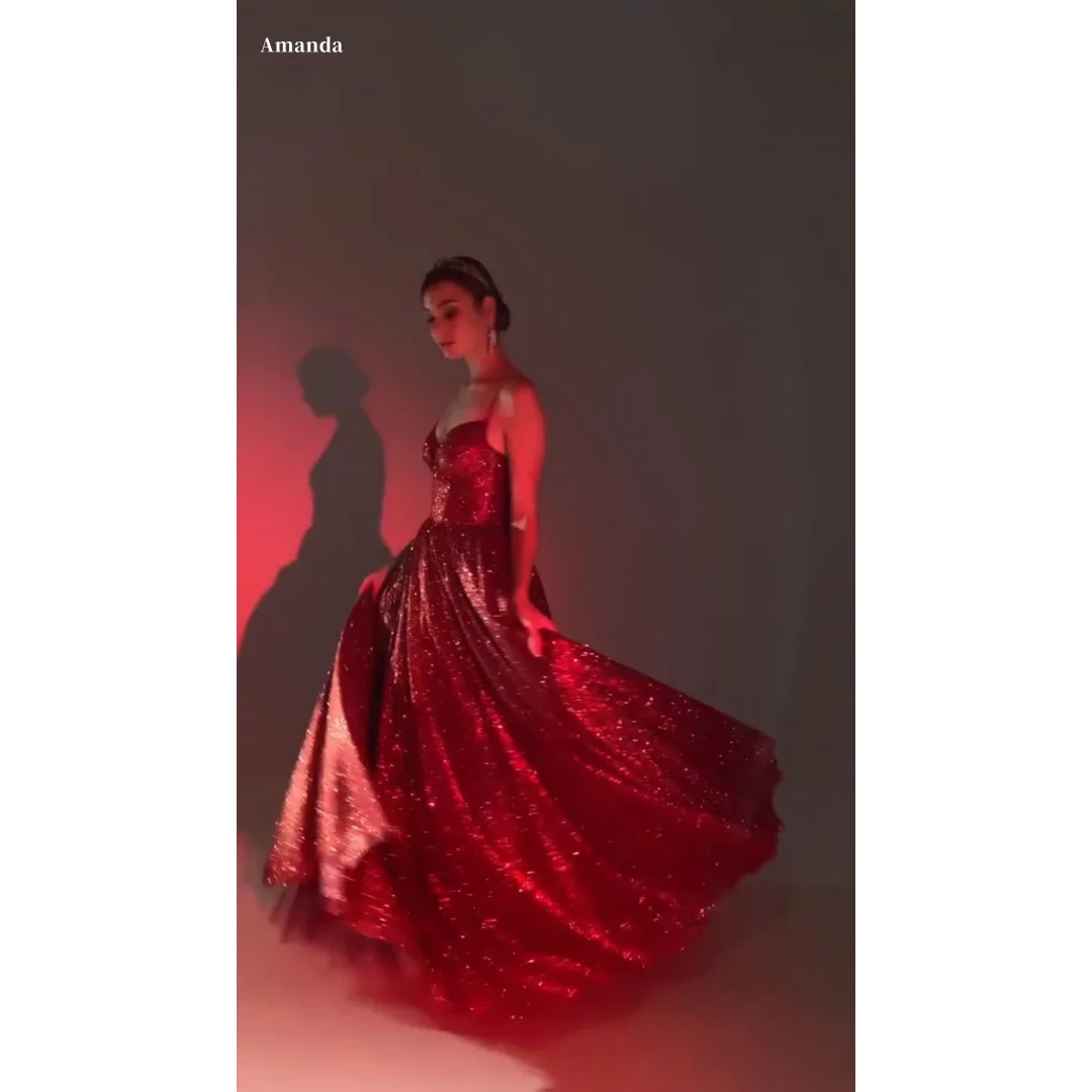 

Amanda Customized 2026 New Red Prom Dress Glitter Sequin Off Shoulder Formal Evening Gown vestidos de noche Floor Length 2026