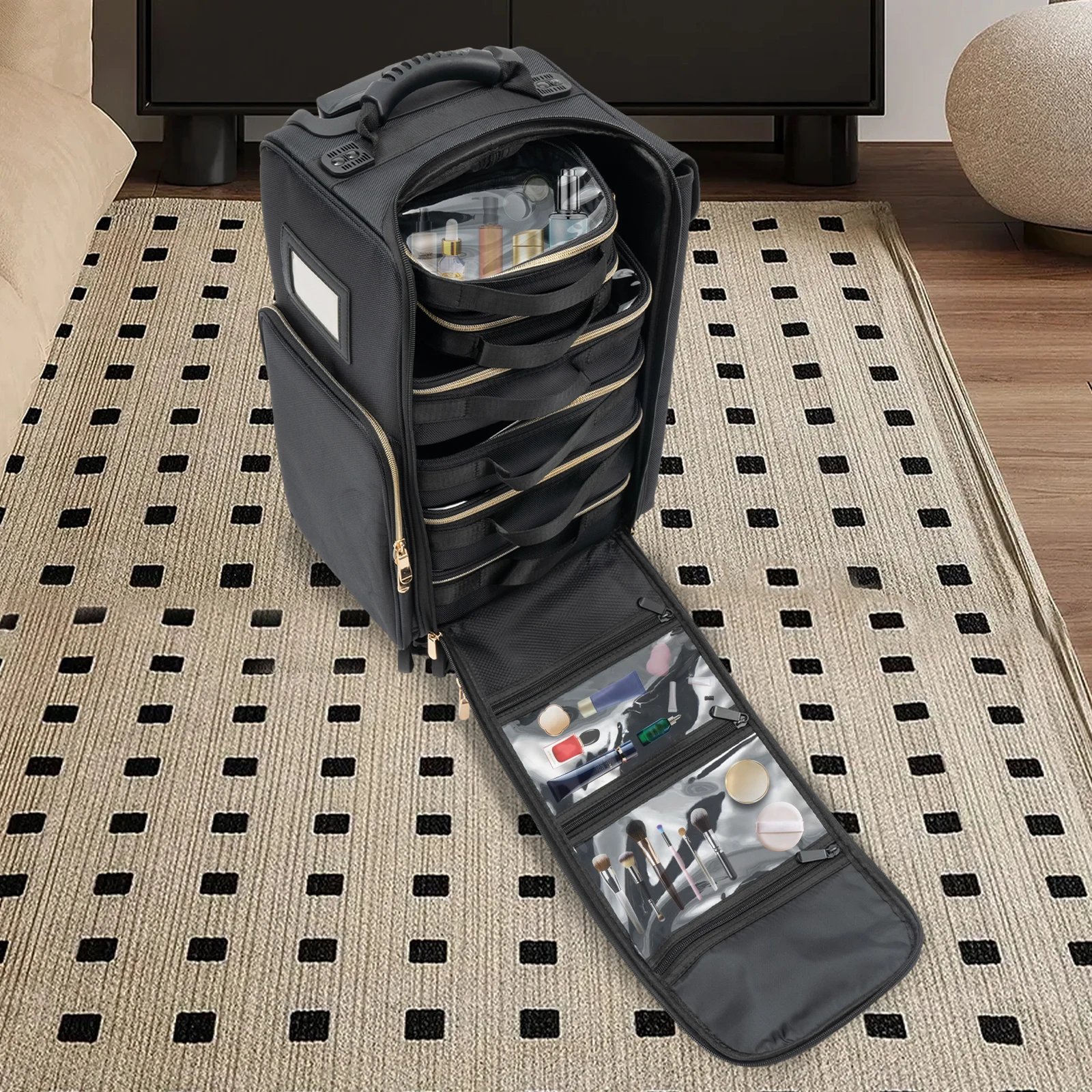 

Органайзер для косметики, классический профессиональный кейс-тележка для макияжа, для визажистов, парикмахеров, мастеров маникюра