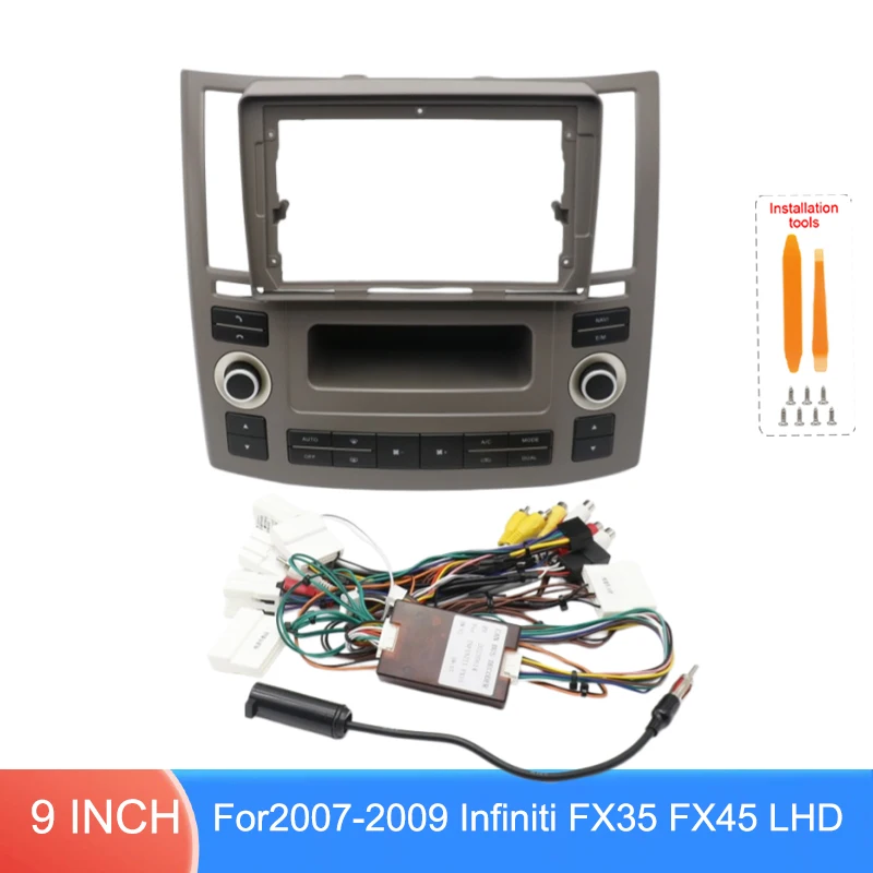 9 Inch Radio Fascia Kit For Infiniti FX35 FX45 2007-2009 LHD Dashboard Panel With Wiring Harness CANBUS Adapter