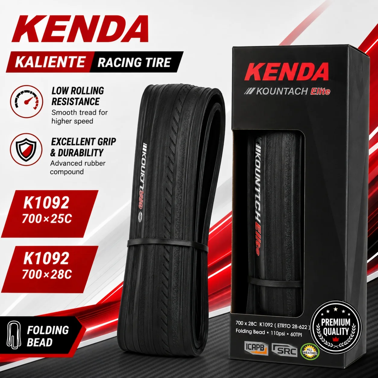 AliExpress Kenda 1/2PCS KENDA K1092 700x25C 700x28C Road Bicycle Clincher Foldable Gravel Tyre Waterproof Anti-slip Road Bicycle Tire