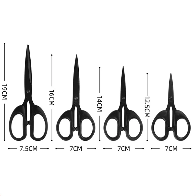Black Blade Scissors Wear-resistant Stainless Steel Blade Not Easy to Stick Household Manual Life Durable Scissors Sewing Tools