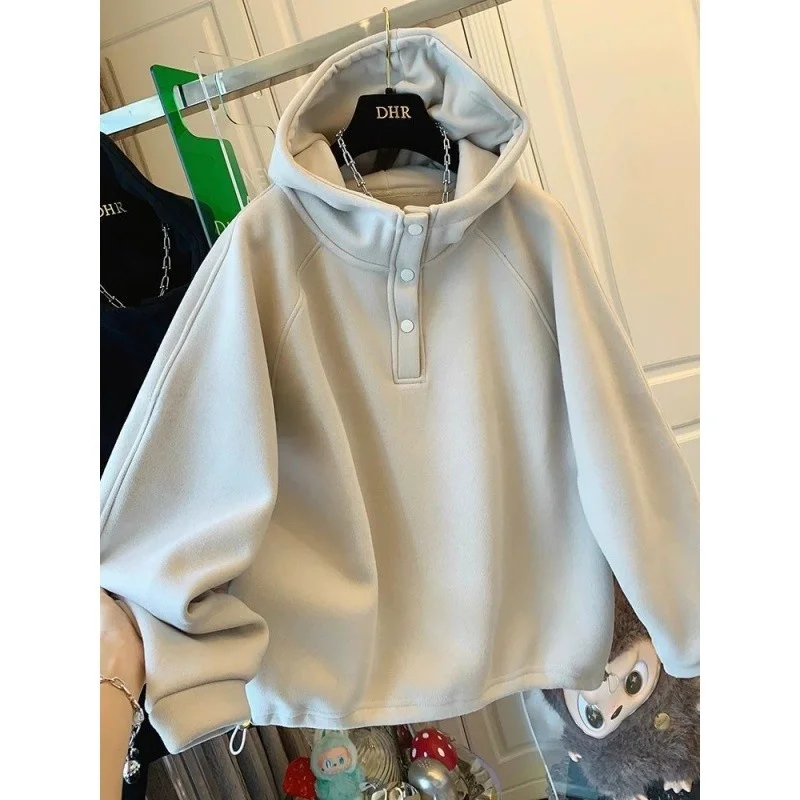 

Мужская осенне-зимняя толстовка с капюшоном, свободного кроя, из полиэфирного волокна, не мнущаяся, однотонная, без утяжеления, чистый цвет