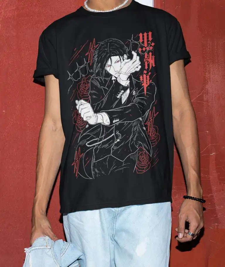 Black Butler Shirt, Ciel Phantomhive, Sebastian T-Shirt, Kuroshitsuji, Toboso Yana, Sebastian, Japanese, Anime Gift, Vintage