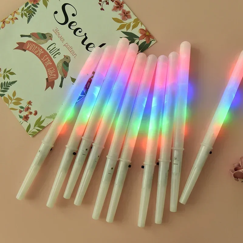 1-6pcs 2024 Colorful LED Glow Sticks Cotton Candy Cones Reusable Glowing Marshmallows Sticks Party Night Glow Boosting Props