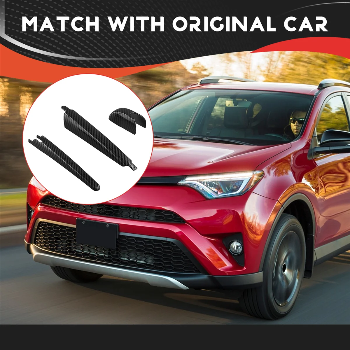 

Hot Sale Car Rear Carbon Fiber Color Windshield Wiper Cover for Toyota RAV4 XA50 RAV4 Hybrid Models 2019-2023