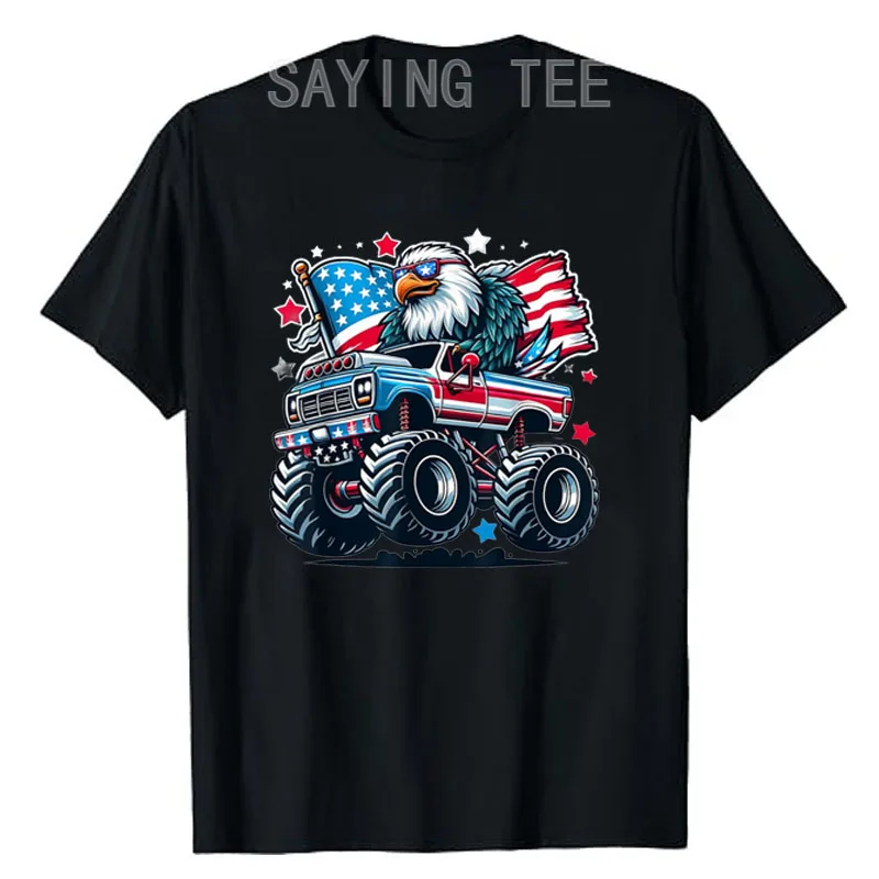 

4th of July Shirts Boys American Flag Eagle USA Shirt Kids T-Shirt Truck Red White and Blue Stars and Stripes Graphic Tee Tops