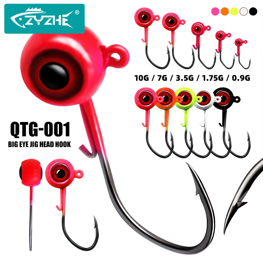 ZYZHE 4pcs/Bag JIG Head Hooks 0.9/1.75/3.5/7/10G 5colors High Strength Sharp Hooks Freshwater Fishing Hooks Soft Bait Hooks