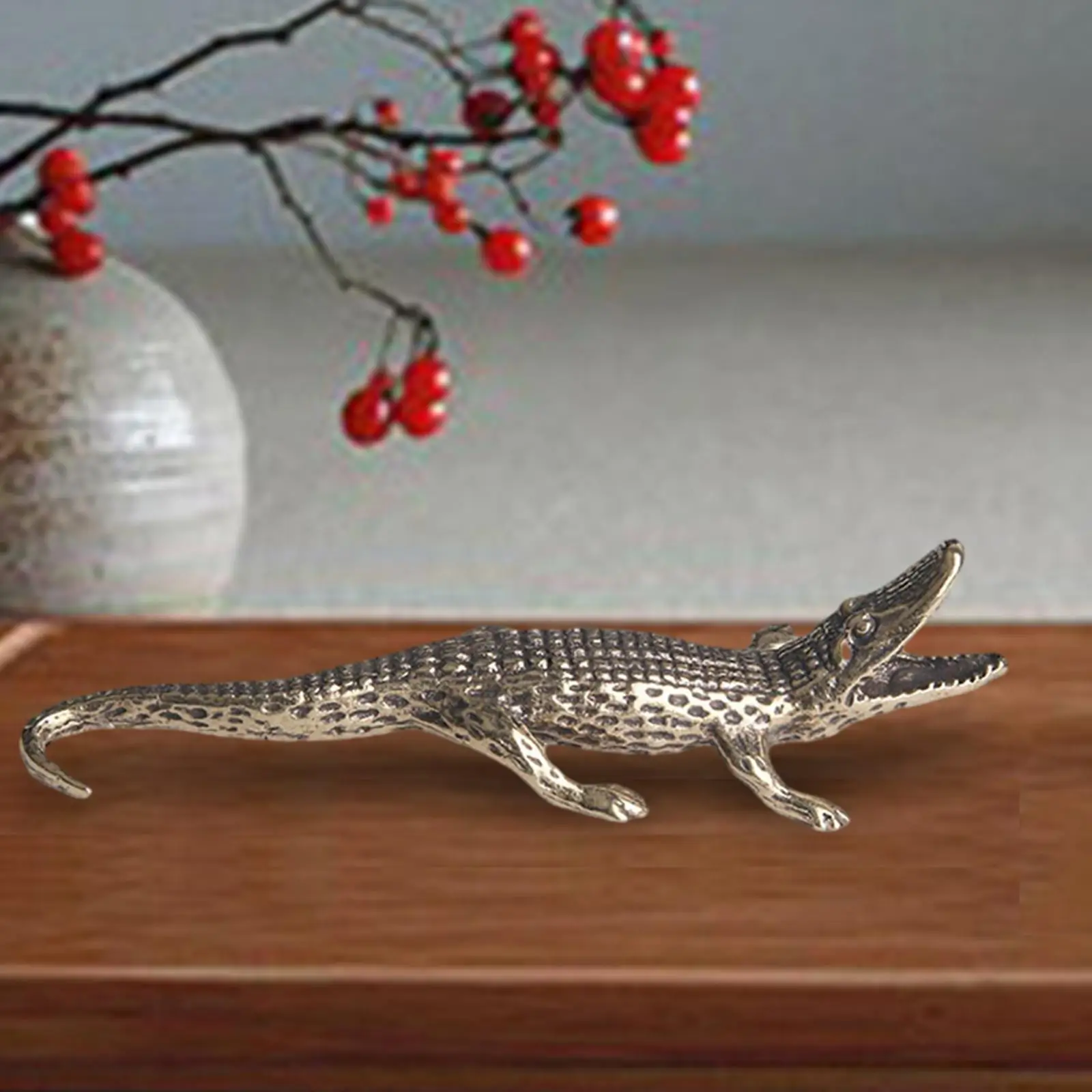 2-6pack Brass Crocodile Statue Incense Holder Feng Shui Ornament for Meditation