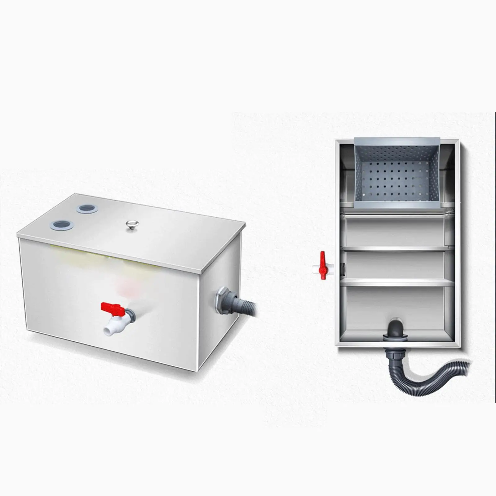 Grease Interceptor, Stainless Steel Grease Trap, Top Inlet Interceptor for Factory