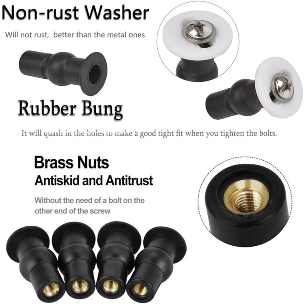 AT29-12X Toilet Seat Screws,Universal Expanding Rubber Screw Top Fixing Hinges Fitting WC Blind Hole Plastic Washers Nut
