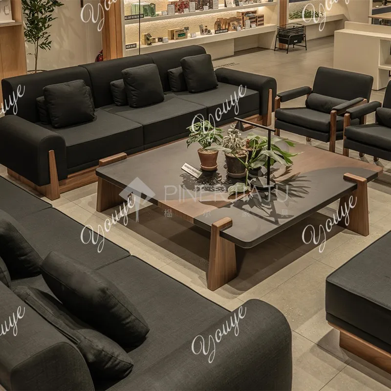 

Modern simple solid wood coffee table living room home creative designer light luxury high-end square table