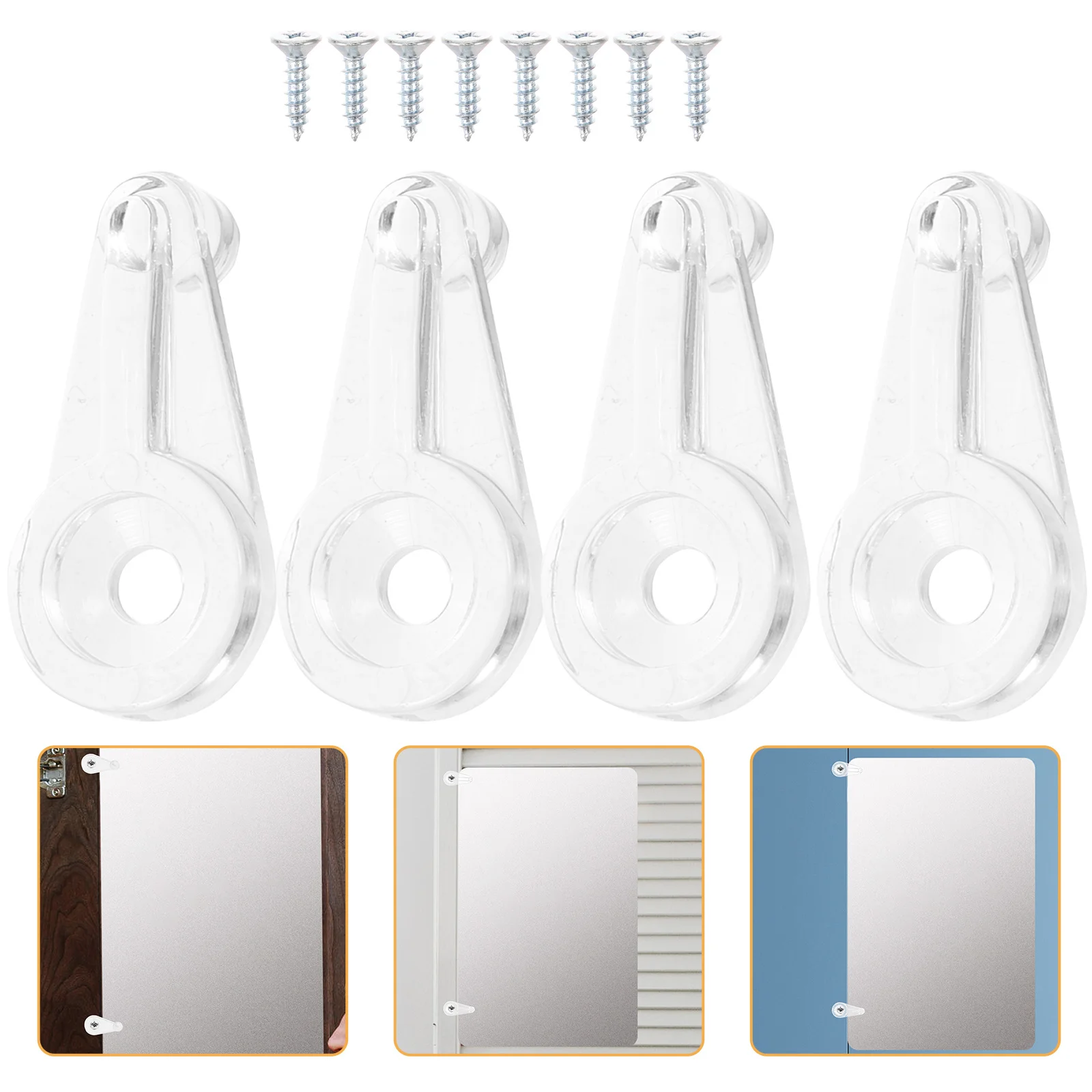 

100Pcs Glass Door Retainer Clips Plastic Metal Secure Fix Mirror Clips for Cabinet Wardrobe Door Durable Easy Installation