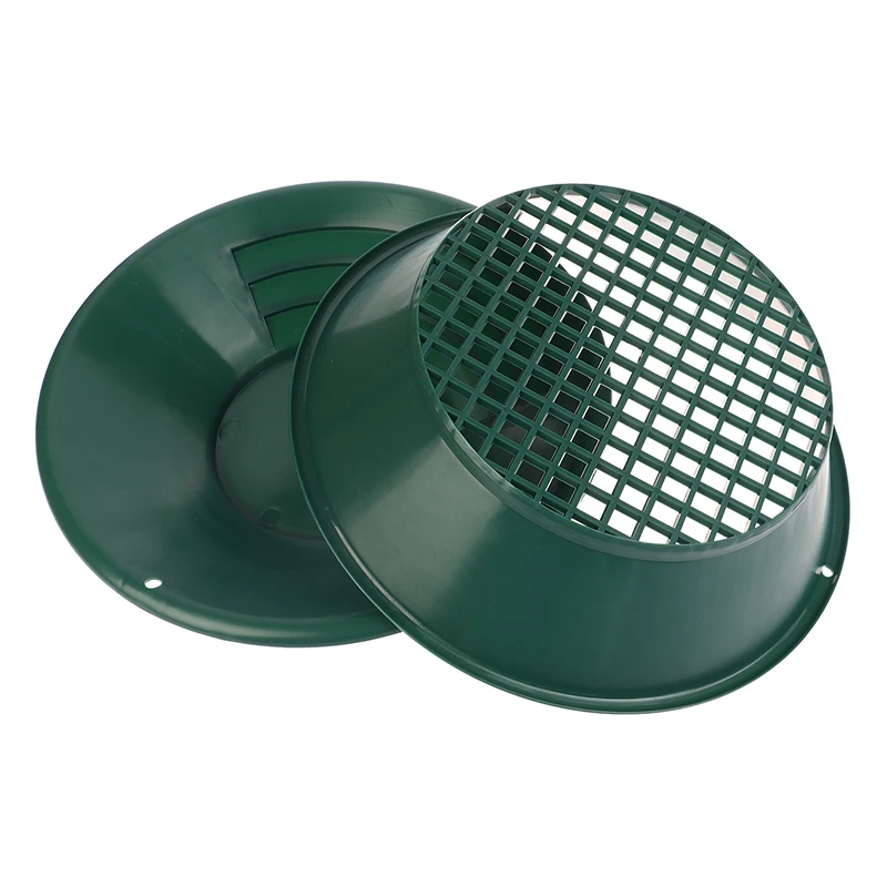 10/14/15 بوصة غسل الذهب آلة بالغسل شاشة التعدين شاشة أدوات الكشف عن المعادن غربال مقلاة ذهبية وعاء بلاستيكي أخضر