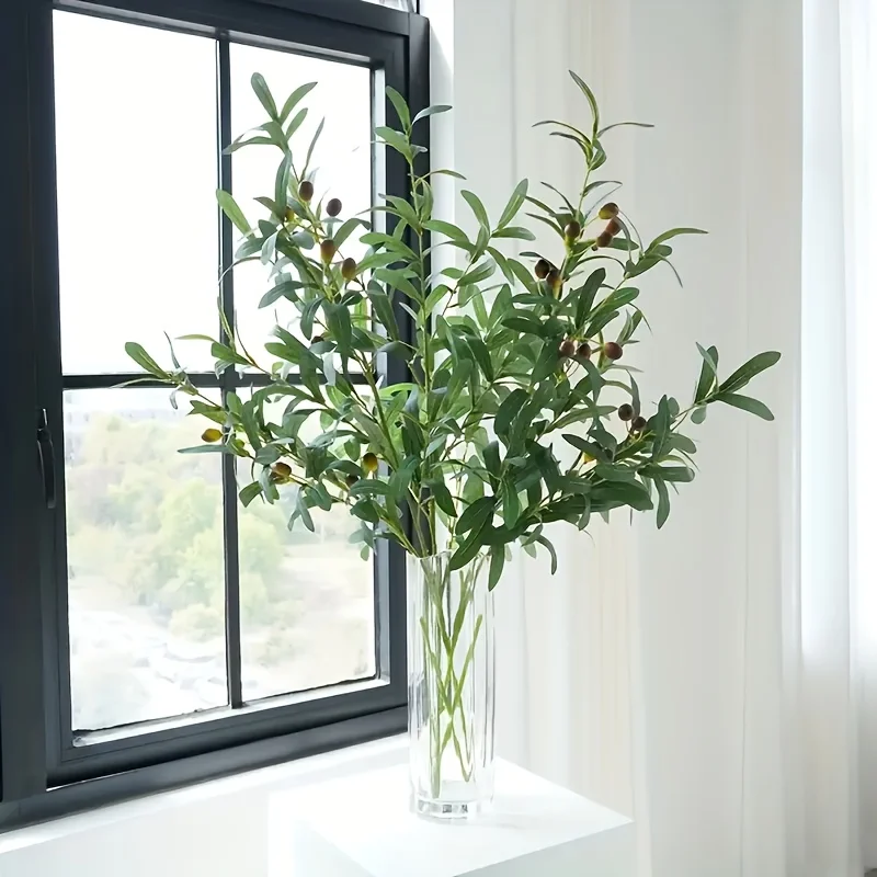 LED Green Olive Tree Light - Battery Operated, Bedroom Desk Decor, Indoor Festive & Christmas Decorations (Vase Not Included)