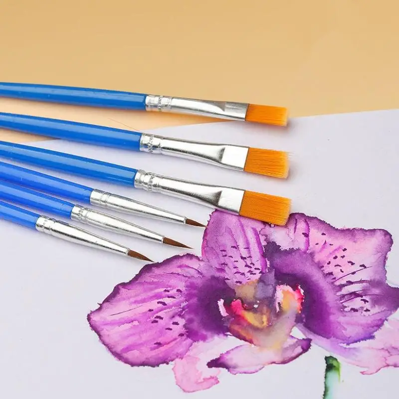 Painting Brushes Set Art Round Flat Hair Nylon Hair Paint Brush For Oil Acrylic Watercolor Kids/Artists/Beginners/Students