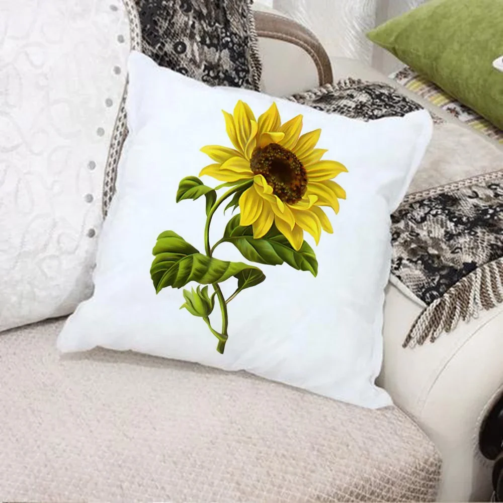 Sunflower Sunshine Printing Pillow Cover Home Office Decoration Bedroom Sofa Car Seat Cover Pillow Cover Square Head