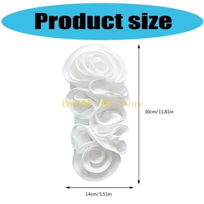 49MF 30cm Flower Applique with Pleated Designs for Handmade Wedding Gown Sewing Flower for Dress Scarf Hat Sewing On Patches