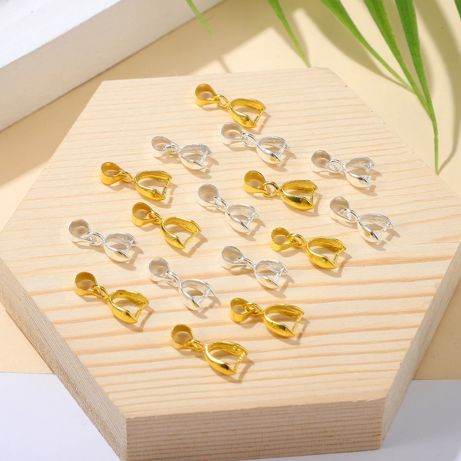 

100Pcs Pendant Clasps Pinch Bails Electroplated Alloy Jewelry Making Connectors for Pendants Necklaces Bracelets