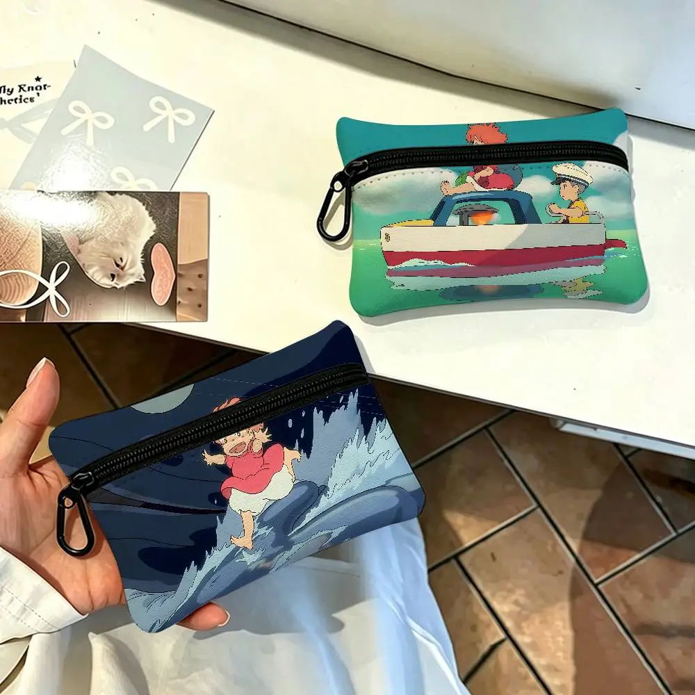 Cartoon P-Ponyo Waterproof Oxford Cloth Zipper Wallet Portable Hanging Small Coin Purse For Travel