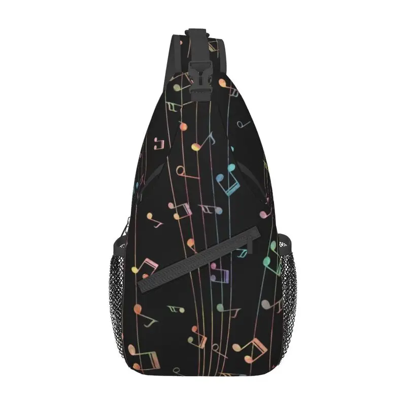 Customized Colorful Music Notes Sling Bags for Men Cool Shoulder Chest Crossbody Backpack Cycling Camping Daypack