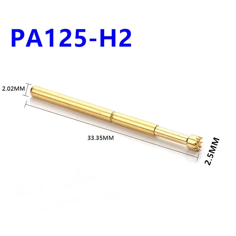 100PCS/bag Gold-plated PA125-H2 Nine Claw Plum Blossom Head Spring Test Probe 2.0mm for ICT Testing