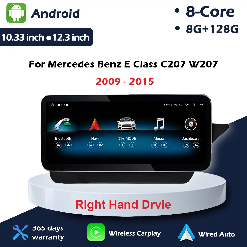 Android Auto Car Radio Multimedia Video Navigation GPS For Mercedes Benz E Class C207 W207 A207 2009 - 2015 Right Hand Drvie BT