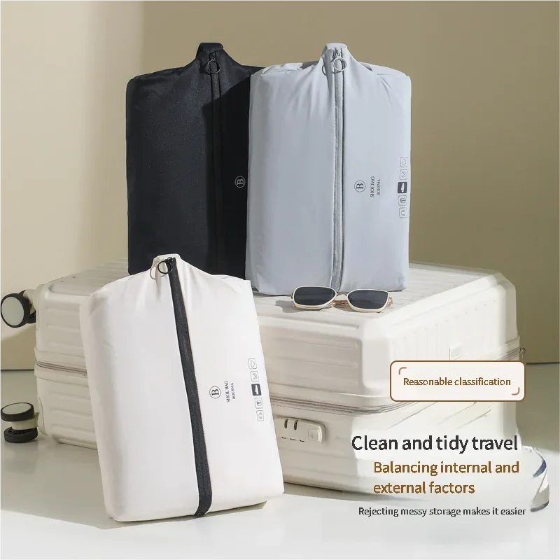 1pc portátil saco de armazenamento de sapatos de viagem à prova dwaterproof água organizador de bagagem saco com zíper para armazenar pano fácil limpeza sapatos saco