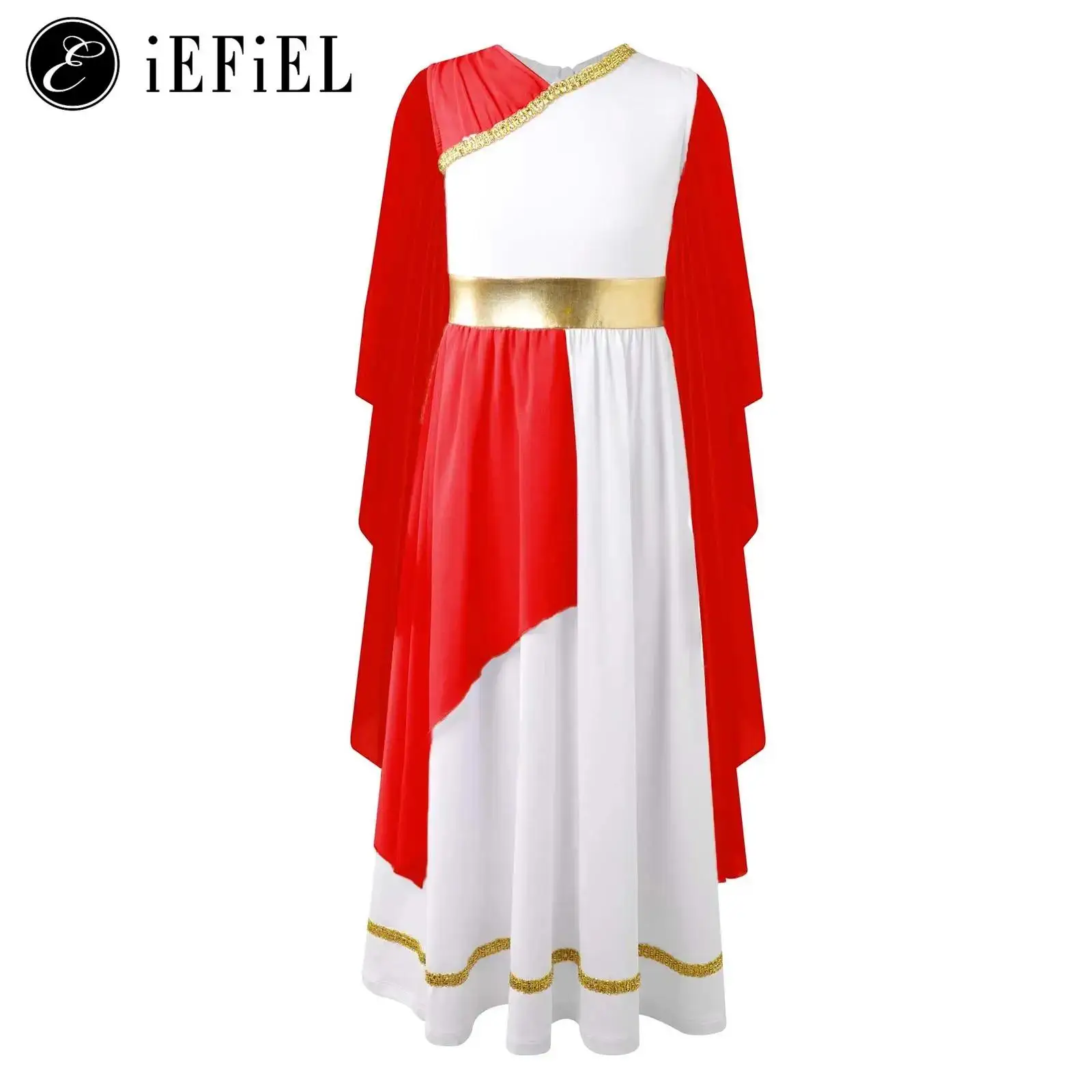 

Girls Greek Toga Princess Costume Roman Empress Flowy Dress Halloween Ancient Greece Mythos Philosopher Cosplay Dress Up